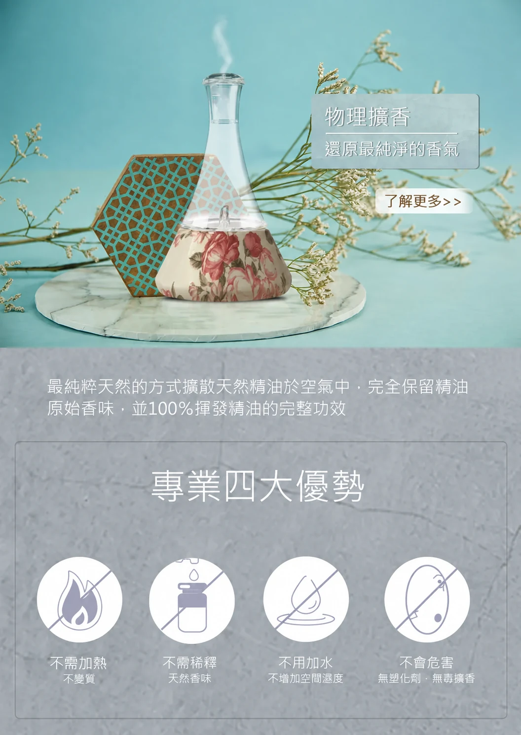 奧羅拉古典玫瑰高貴透白擴香儀－空間香氛情境