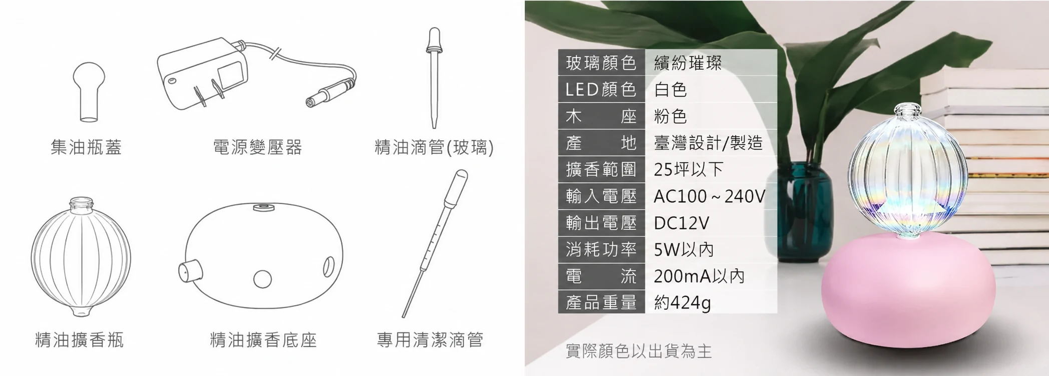 馬卡龍繽紛璀璨精油擴香儀,產品規格與配件