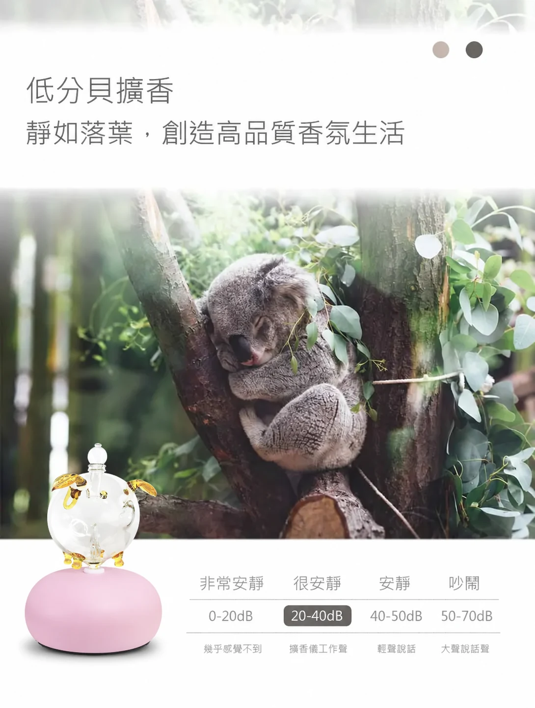馬卡龍粉色擴香儀與無尾熊情境介紹